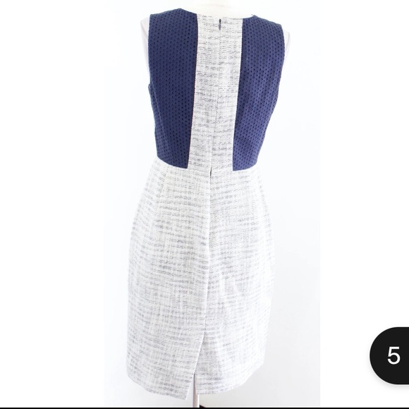 J. Crew Sheath Dress V-Neck Midi, Navy Blue and Gray - Picture 4 of 11